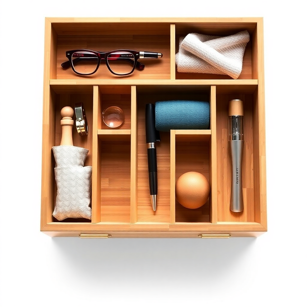 Bamboo Multi-Section Drawer Organizer Tray