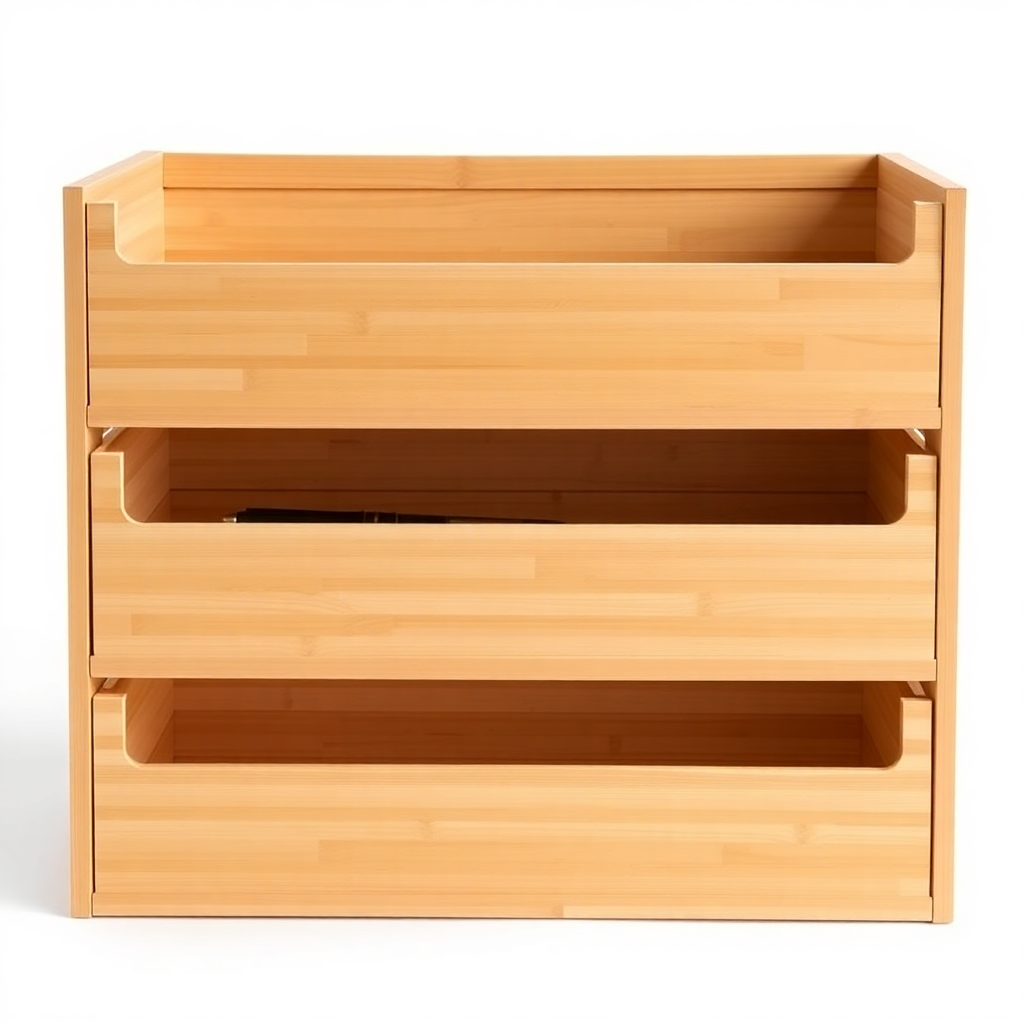 Stackable Bamboo Drawer Organizers Set of 3