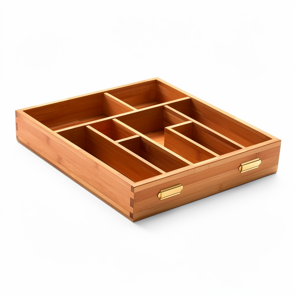Bamboo Multi-Section Drawer Organizer Tray - Image 2