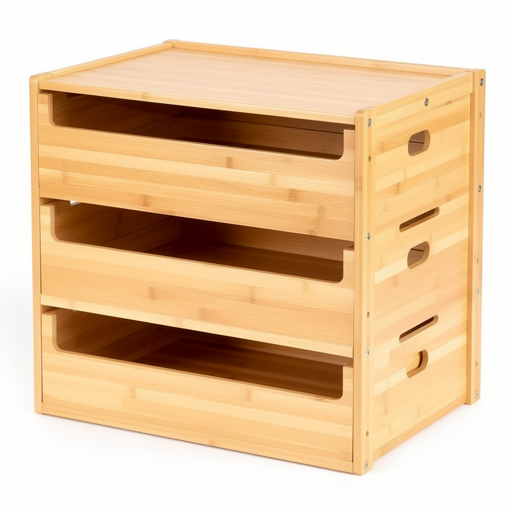 Stackable Bamboo Drawer Organizers Set of 3 - Image 2